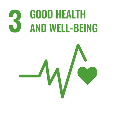 Green icon and text on a white background, representing Sustainable Development Goal 03: Good Health and Well-Being